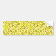 Lemon Fruit Slice Pattern Bumper Stickers