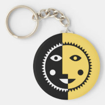 Lemon Yellow Abstract Sun Key Chain