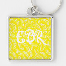 Lemon Yellow Japanese Tropical Fans Keychains