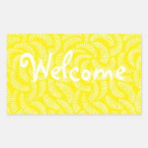 Lemon Yellow Japanese Tropical Fans Rectangular Sticker