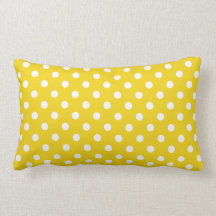 Lemon Yellow Polka Dot Pattern Throw Pillows