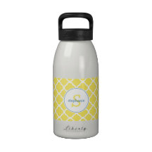 Lemon Yellow quatrefoil Reusable water bottle