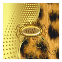 Leopard Gold Birthday party Invitation