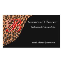 Leopard Print Monogram Business Cards