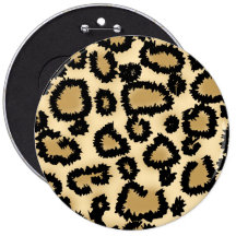 Leopard Print Pattern, Brown and Black. Pinback Button