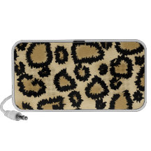 Leopard Print Pattern, Brown and Black. Travelling Speakers