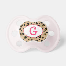 Leopard Print & Pink Monogram Pacifier