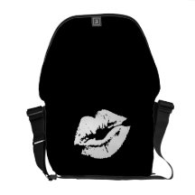 LESBIAN LIPS SYMBOL WHITE COURIER BAG