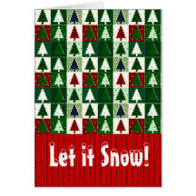 Let It Snow! Retro Art Trees Greeting Card