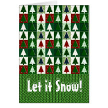 Let It Snow! Retro Art Trees Greeting Card