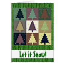 Let It Snow! Retro Art Trees Greeting Card