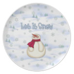 Let It Snow Snowman Plate