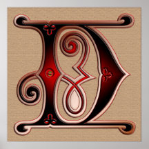 Letter D Ginger Bread style print