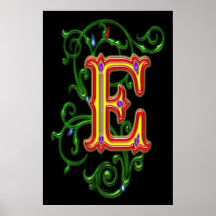 Letter E Alphabet Vines Print