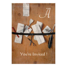 LETTER HOLDER IN WOOD MONOGRAM red white black Custom Invite