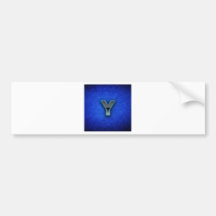 Letter Y - neon blue edition Bumper Stickers