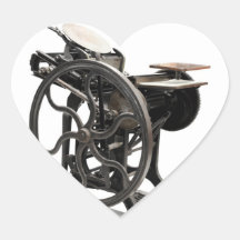 letterpress machine heart stickers