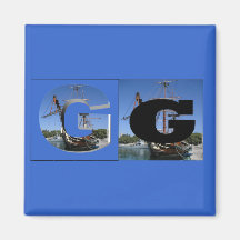 Letters - G - Galleon Refrigerator Magnet