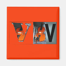 Letters - V - Violin Magnet