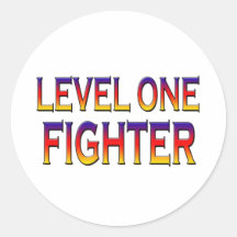 Level one fighter round stickers