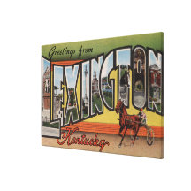 Lexington, Kentucky - Large Letter Scenes Stretched Canvas Print