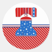 Liberty Bell on Red Dots Round Stickers