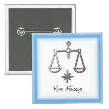 Libra Zodiac Star Sign In Light Silver Badge Pin