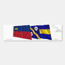 Liechtenstein & Gamprin Waving Flags Bumper Stickers