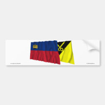 Liechtenstein & Mauren Waving Flags Bumper Sticker