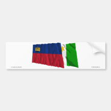 Liechtenstein & Planken Waving Flags Bumper Sticker