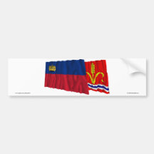 Liechtenstein & Ruggell Waving Flags Bumper Stickers