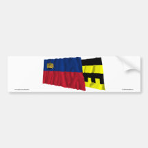 Liechtenstein & Schellenberg Waving Flags Bumper Sticker