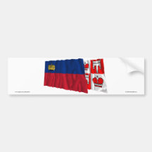 Liechtenstein & Vaduz Waving Flags Bumper Sticker