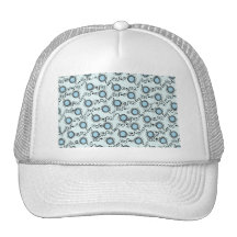 Light baby blue circles mesh hats