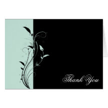 Light Blue and Black Filigree Wedding Thank You Greeting Card