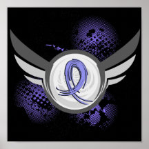 Light Blue Ribbon And Wings Thyroid Disease Posters