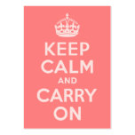 Light Coral Keep Calm and Carry On Business Card