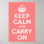 Light Coral Keep Calm and Carry On Print