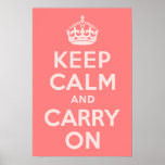 Light Coral Keep Calm and Carry On Print