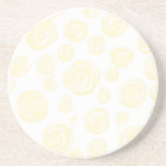 Light cream yellow roses on white. beverage coasters