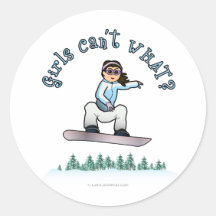 Light Girls Snowboarding Round Stickers