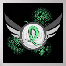 Light Green Ribbon And Wings Celiac Disease Poster
