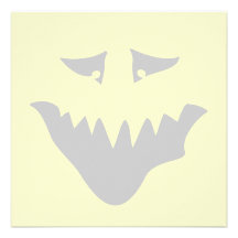 Light Grey Scary Face. Monster. Personalised Invitations
