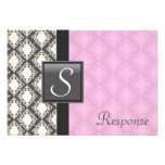 Light Pink Damask Monogram Wedding Response RSVP Personalised Announcement