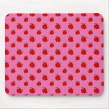 Light pink red apple pattern mouse pads