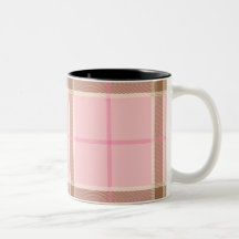 Light pink tartan coffee mugs