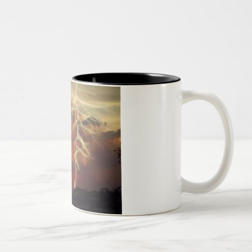 lightning at sunset coffee mug