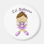 Lil Ballerina Brown Hair Fridge Magnets