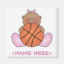Lil Basketball Baby Girl - Ethnic Refrigerator Magnet