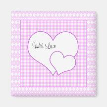 Lilac and white cute hearts fridge magnet